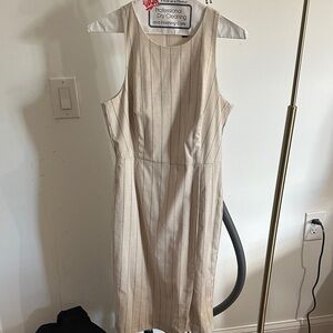 Banana Republic Cream Striped Midi Dress